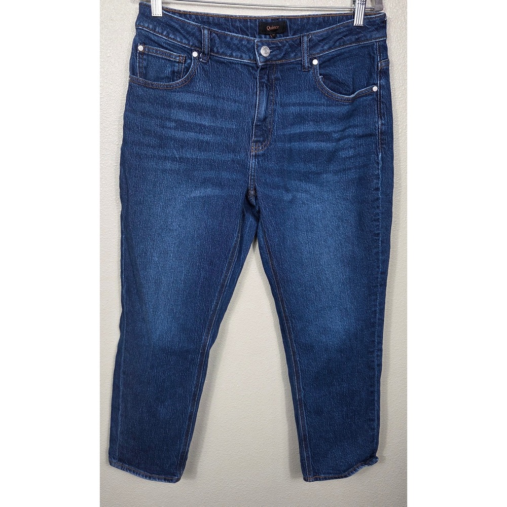 Quince Luna Stretch Slim Boyfriend Jeans 31 Stormy Blue Mid Rise